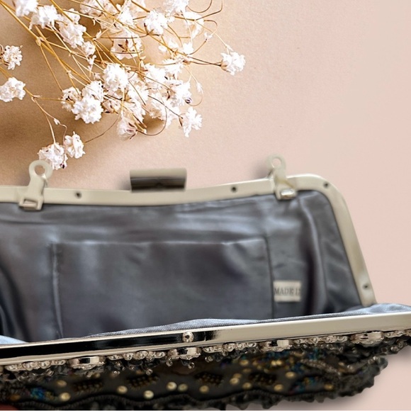 Embellished Evening Beaded Clutch Bag with Chain Strap - Picture 6 of 13